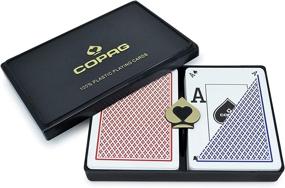 img 3 attached to 🃏 Copag Peek Design 100% Plastic игральные карты: набор двух двойных колод Ultimate Poker размера со своими индексами в синем/красном цвете