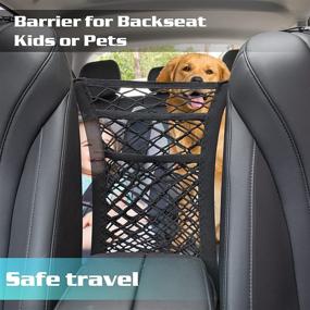 img 3 attached to 🔒 Norlitec Car Net Pocket Handbag Holder - 3 Layered Elastic Car Purse Net Barrier for Backseat Kids, Dogs, or Pets