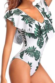 img 1 attached to 👙 Tempt Me Women's Flounce One-Piece Swimsuit with Ruffled V-Neckline, Tummy Control for Beachwear