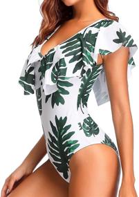 img 2 attached to 👙 Tempt Me Women's Flounce One-Piece Swimsuit with Ruffled V-Neckline, Tummy Control for Beachwear