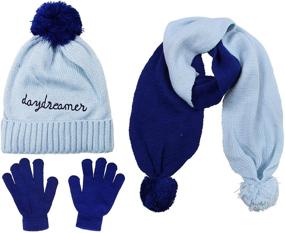 img 1 attached to 🧣 Stay Warm and Stylish with the S.W.A.K Girls Knit Hat, Scarf, and Gloves Set