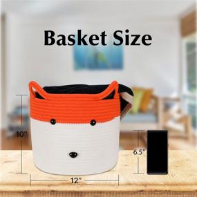 img 3 attached to 🧺 Cute Cotton Rope Basket: Collapsible Pet Toy & Baby Gift Storage - Washable, Animal Woven Hamper for Clothes, Socks - 12" x 10