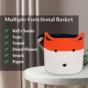 img 1 attached to 🧺 Cute Cotton Rope Basket: Collapsible Pet Toy & Baby Gift Storage - Washable, Animal Woven Hamper for Clothes, Socks - 12" x 10