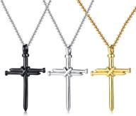 🔗 jakob miller men's steel cross necklace set - 3pcs nail rope design in polished gold, silver, and black logo