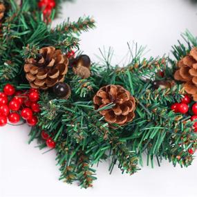 img 1 attached to 🎄 HAKACC 12-Inch Artificial Christmas Wreath with Spruce for Front Door Decoration & Christmas Party