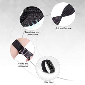 img 2 attached to ⌚ Unnite Nylon Watch Bands for Fitbit Charge 4/3/SE, Soft Adjustable Breathable Sport Band Replacements for Women and Men - Black + Official Black