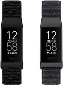 img 3 attached to ⌚ Unnite Nylon Watch Bands for Fitbit Charge 4/3/SE, Soft Adjustable Breathable Sport Band Replacements for Women and Men - Black + Official Black