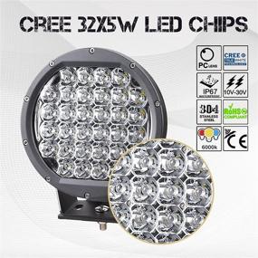 img 1 attached to 🚘 Примелюкс 8-дюймовый LED противотуманный фар - Водонепроницаемая 160Вт Cree Световой Пучок 14400ЛМ Светодиодный Прожектор для Джип Вранглер, Грузовиков, Пикапов, Лодок, Автомобилей, Квадроциклов и Мотовездеходов (Черное Кольцо)