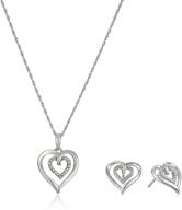 sterling silver heart pendant necklace and earrings box set with diamond accents (0.02 cttw) logo