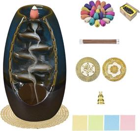 img 4 attached to 🏞️ Ceramic Mountain River Incense Holder Fountain - Complete Home Yoga Aromatherapy Set with Backflow Incense Cones and Sticks