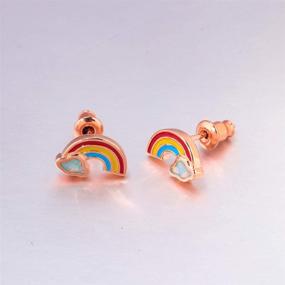 img 3 attached to 🐇 Cute Small Animal Earrings: CiNily Opal Stud Earrings with Gold Plating - Hypoallergenic Earrings for Women & Girls