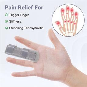 img 1 attached to Relieve Pain with our Trigger Finger Splint - Knuckle Wrap Support Brace for Index, Middle, and Ring Finger