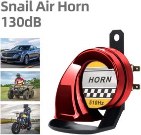 img 4 attached to 📣 Мощный 130DB сигнал Air Horn: Водонепроницаемый, высокий тональный, универсальный электрический гудок 12V для мотоцикла, авто, автомобиля, сирены, скутера - Ярко-красный цвет.