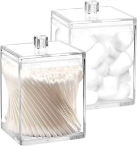img 4 attached to Youngever Set of 2 Clear Plastic 🏺 Apothecary Jars - 15 Ounce Capacity, Square Shape