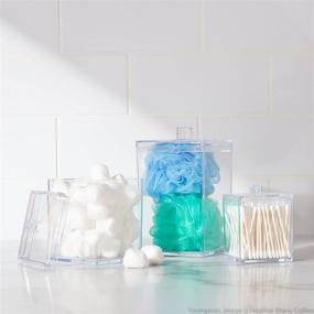 img 3 attached to Youngever Set of 2 Clear Plastic 🏺 Apothecary Jars - 15 Ounce Capacity, Square Shape