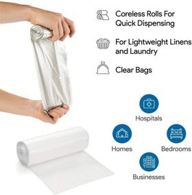 img 3 attached to 🗑️ 250 Count Clear Garbage Can Liners, 7-10 Gallon Size - Small to Medium Trash Bags - High Density, Thin, Lightweight, 8 Microns - Ideal for Office, Home, Hospital Wastebaskets - 5 Coreless Rolls