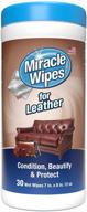 🧽 miraclewipes leather cleaner & conditioner - protect, moisturize & uv shield - ideal for vehicle, furniture, shoes, jacket, interior, upholstery - prevent fading & cracking - 30 count logo