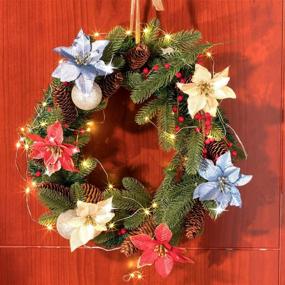 img 1 attached to 🌺 Искусственные рождественские цветы Whaline Blue Poinsettia - 24 шт. с клипсами, блестящие украшения для ёлки - декор на рождественскую свадьбу (13 х 13 см)