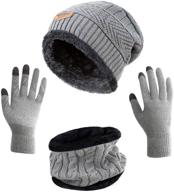 🧣 hindawi winter hat scarf gloves set: stylish slouchy beanie, snow knit skull cap, touch screen mittens, and circle scarves for women logo