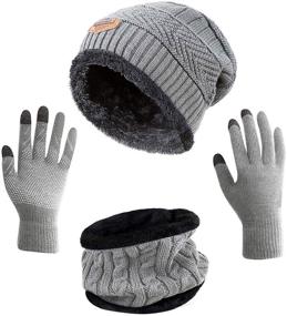 img 4 attached to 🧣 HINDAWI Winter Hat Scarf Gloves Set: Stylish Slouchy Beanie, Snow Knit Skull Cap, Touch Screen Mittens, and Circle Scarves for Women