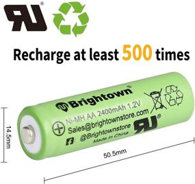 img 3 attached to 🔋 Brightown Rechargeable Battery Charger - Includes 4 AA NiMH 2400mAh Batteries, USB Fast Charging, Independent Slot for AA and AAA Batteries