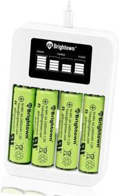 img 4 attached to 🔋 Brightown Rechargeable Battery Charger - Includes 4 AA NiMH 2400mAh Batteries, USB Fast Charging, Independent Slot for AA and AAA Batteries