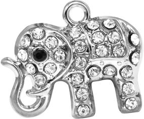 img 1 attached to 🐘 Wholesale Pack of 10 M110-E Clear Crystal Elephant Charm Pendants