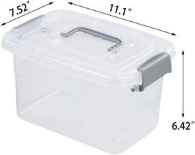 img 3 attached to 📦 Minekkyes 6-Pack Grey Handle Home Storage Bins - Plastic Containers with Latching Box and Handle