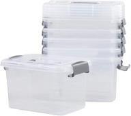 📦 minekkyes 6-pack grey handle home storage bins - plastic containers with latching box and handle logo