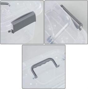 img 2 attached to 📦 Minekkyes 6-Pack Grey Handle Home Storage Bins - Plastic Containers with Latching Box and Handle