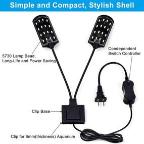 img 1 attached to Enhance Your Aquarium with WEAVERBIRD Double Head Aquarium Fish Tank Light: 15W 32 LED Clip Lamp for 8-15 Inch Fish Tank