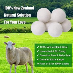 img 3 attached to 🐑 KINTOR Wool Dryer Balls XL 6 Pack 2.95" - 100% New Zealand Wool Organic Fabric Softener for Hypoallergenic Baby Safe & Unscented Drying: Reduce Wrinkles, Static Cling, and Drying Time, Chemical-Free Solution