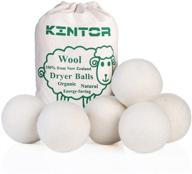 🐑 kintor wool dryer balls xl 6 pack 2.95" - 100% new zealand wool organic fabric softener for hypoallergenic baby safe & unscented drying: reduce wrinkles, static cling, and drying time, chemical-free solution logo