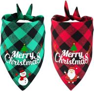 🐶 2 pack dog bandanas - christmas & halloween dog scarves for pets - washable cotton neckerchief - pet costume accessories for cats & dogs логотип