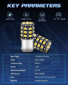 img 2 attached to 🚗 Alopee 12PCS Bright Warm White LED Car Replacement Bulb: 1156 BA15S 1141 1073 7506 1003 Running Light, Backup Light, Turn Signal Light, Brake Light RV Camper Light 12V DC 33SMD 2835 Chipsets