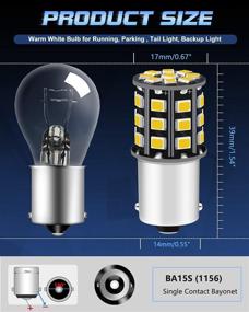 img 3 attached to 🚗 Alopee 12PCS Bright Warm White LED Car Replacement Bulb: 1156 BA15S 1141 1073 7506 1003 Running Light, Backup Light, Turn Signal Light, Brake Light RV Camper Light 12V DC 33SMD 2835 Chipsets