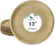 🍽️ 25 pcs of charity leaf disposable palm leaf like bamboo round plates & serving tray: all-natural, biodegradable, perfect for weddings, charcuterie boards, bbqs, and parties - 12" inch round логотип