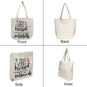 img 1 attached to 👜 Heavy Duty Canvas Tote Bag with 3 Inner Pockets - Ideal for Weekend Getaways, Overnight Trips, School Books, and Shopping