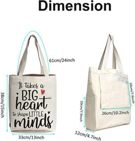 img 2 attached to 👜 Heavy Duty Canvas Tote Bag with 3 Inner Pockets - Ideal for Weekend Getaways, Overnight Trips, School Books, and Shopping