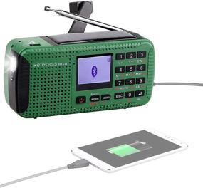 img 4 attached to Retekess HR11S Green Solar Crank Phone Charger Survival Radio – Shortwave Emergency Radio with SOS Alert, AM FM SW, Flashlight, TF Port, Clock