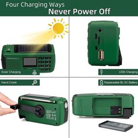 img 3 attached to Retekess HR11S Green Solar Crank Phone Charger Survival Radio – Shortwave Emergency Radio with SOS Alert, AM FM SW, Flashlight, TF Port, Clock