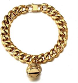 img 4 attached to 🐱 Premium 18K Gold Cat Dog Collar: Durable Stainless Steel Kitten Choker Curb Chew Proof Cuban Link Chain with Bell - 1/2 inch Width