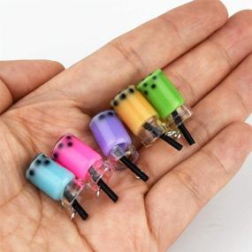 img 1 attached to 🥤 Tongcloud 40pcs Colorful Milk Tea Drink Bottle Charms for DIY Jewelry Craft Earring Keychain - Enhance Your Accessories with Charming Milk Tea Designs!