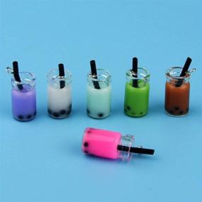 img 2 attached to 🥤 Tongcloud 40pcs Colorful Milk Tea Drink Bottle Charms for DIY Jewelry Craft Earring Keychain - Enhance Your Accessories with Charming Milk Tea Designs!