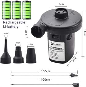 img 2 attached to 🔌 KERUITA Electric Air Pump: Rechargeable Cordless Inflator/Deflator for Pool Inflatables, Rafts, Boats & More - 12-24V DC & 120V Adaptor, 3 Nozzles Included
