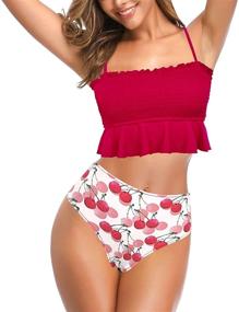 img 1 attached to SHEKINI Bathing Shirred Bandeau Swimsuit Women's Clothing and Swimsuits & Cover Ups