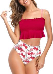 img 4 attached to SHEKINI Bathing Shirred Bandeau Swimsuit Women's Clothing and Swimsuits & Cover Ups