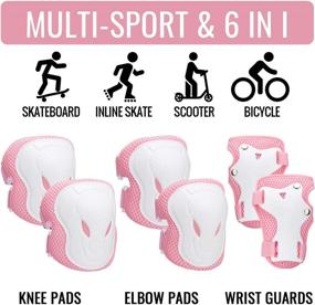 img 3 attached to NHH Kids Knee Pads Set - 6-in-1 Protective Gear Set for 3-7 Year Old Boys and Girls | Knee Pads, Elbow Pads, and Wrist Guards for Bicycling, Cycling, Skateboarding, Inline Skating, and Scooter