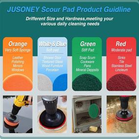 img 1 attached to 🧼 JUSONEY 20 Piece Drill Brush Attachment for Optimal Cleaning - Varying Sizes and Hardness Levels - Includes Premium Scrub Pads, Sponge, and Extended Long Attachment - Power Scrubber Brush for Grout, Tiles, Sinks, Bathtub, Kitchen