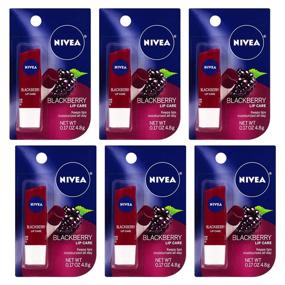 img 1 attached to 💄 Уход за губами Nivea Черника 0,17 унций на картоне (упаковка из 6 штук): увлажняющий бальзам для губ для мягких, питательных губ